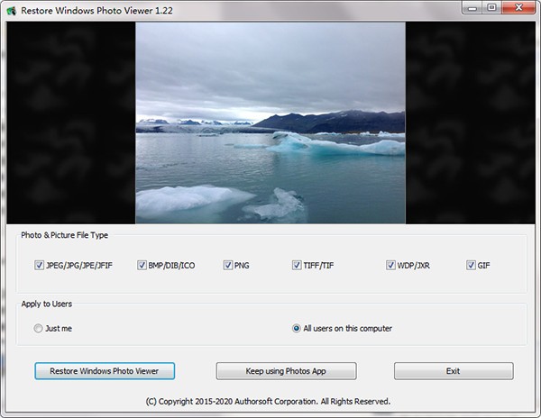 Restore Windows Photo Viewer(照片查看工具)