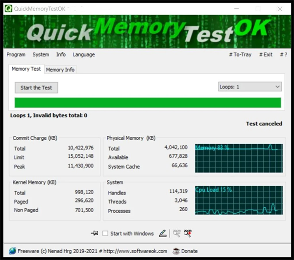 QuickMemoryTestOK(内存检测工具)