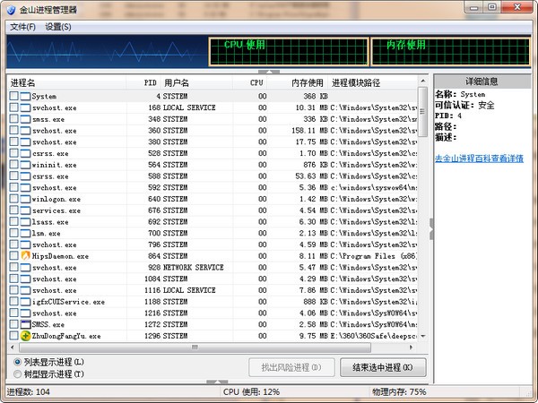 金山进程管理器
